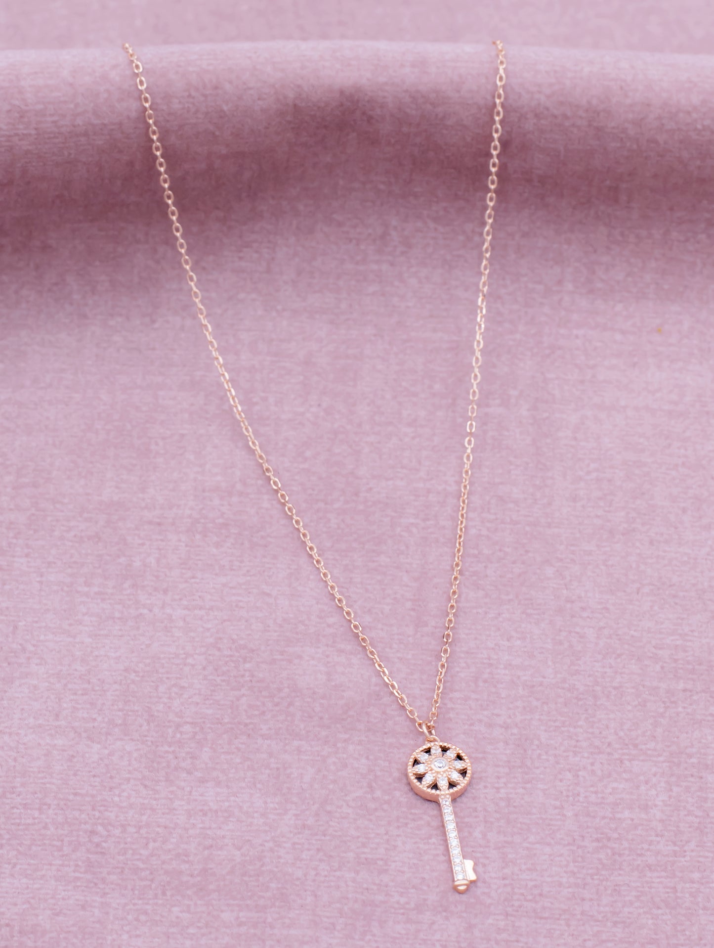 92.5 Sterling Silver Forever Key Pendant Necklace