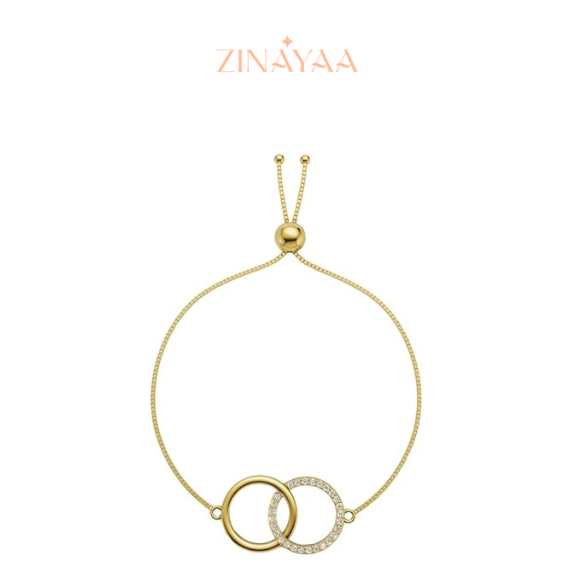 92.5 Sterling Silver Elegant Link Circle Gold Bracelet