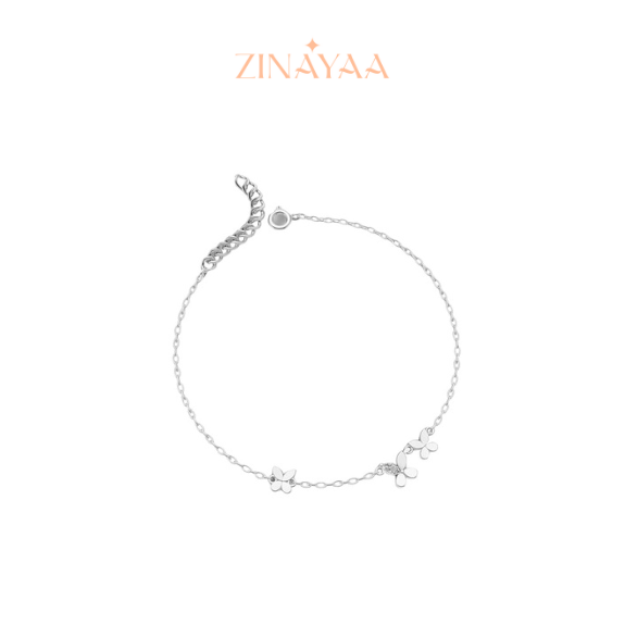 92.5 Sterling Silver Delicate Silver Butterfly Bracelet
