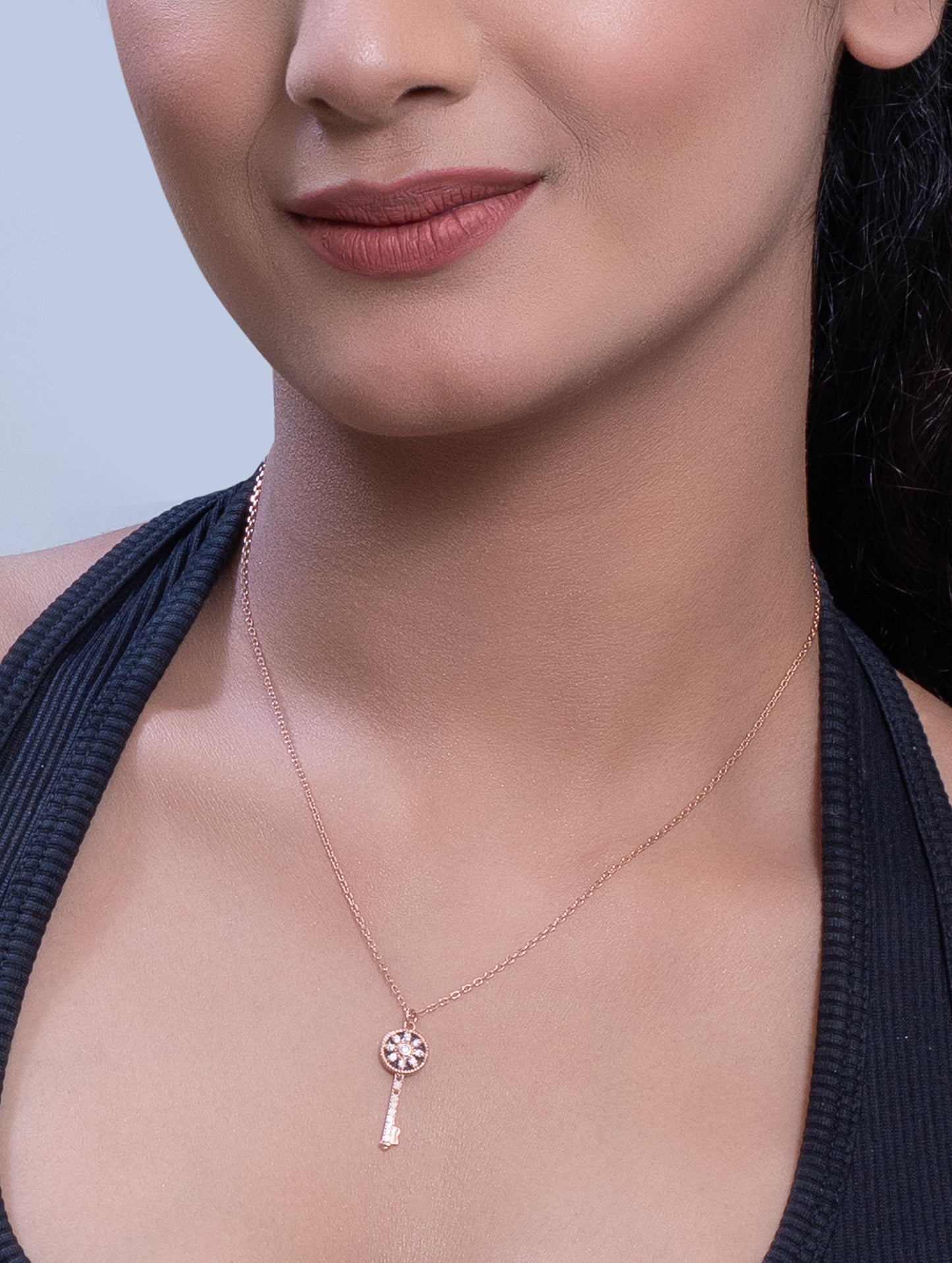 92.5 Sterling Silver Forever Key Pendant Necklace