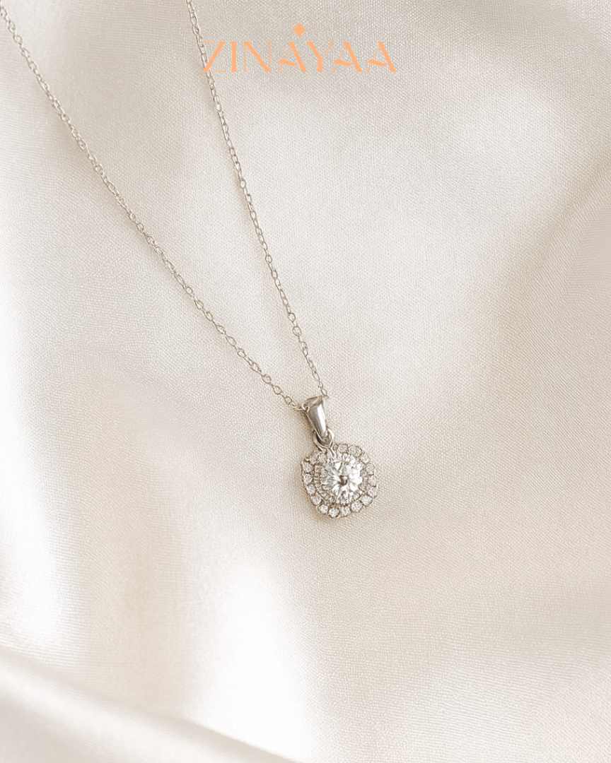 92.5 Sterling Silver Cushion Solitaire Pendant Necklace