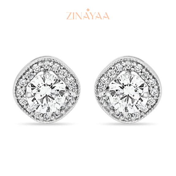 92.5 Sterling Silver Cushion Halo Stud Earrings