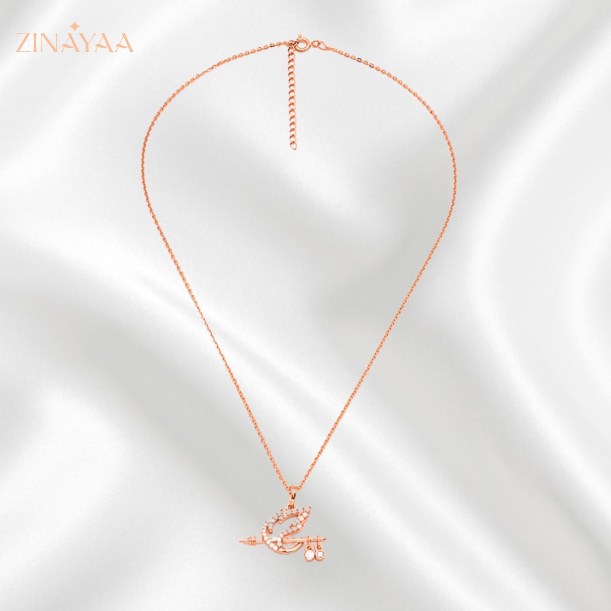 92.5 Sterling Silver Krishna's Flute Pendant with Chain in Rose Gold