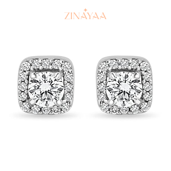 925 Sterling Silver Square Earrings Studs