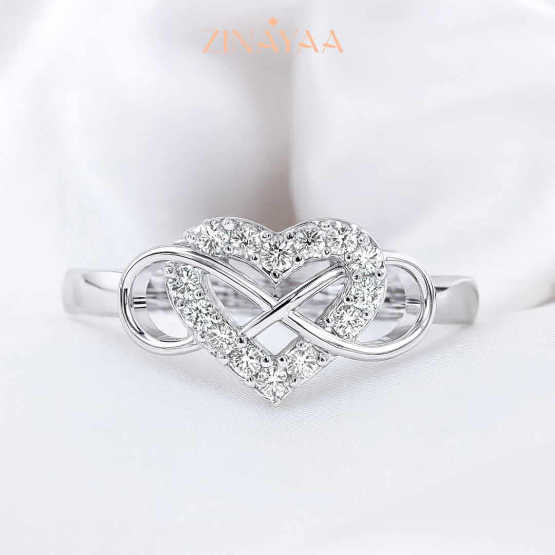 92.5 Sterling Silver Adjustable Infinity Heart Ring