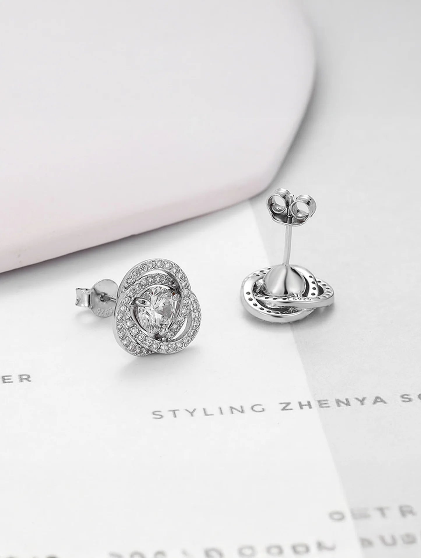 92.5 Sterling Silver 2 in 1 halo stud earrings