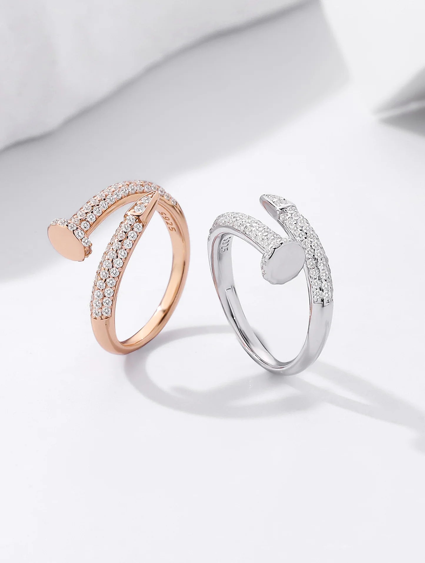 92.5 Sterling Silver Nail Wrap Ring in Silver
