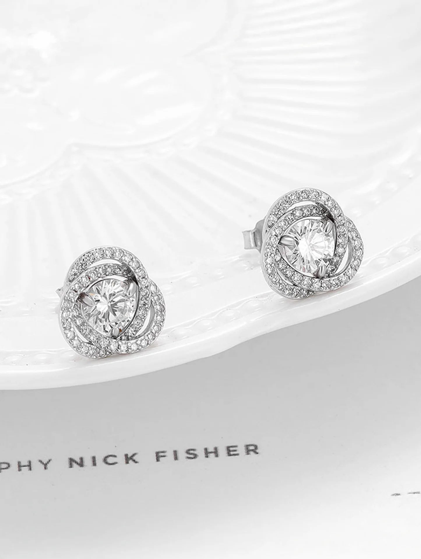 92.5 Sterling Silver 2 in 1 halo stud earrings