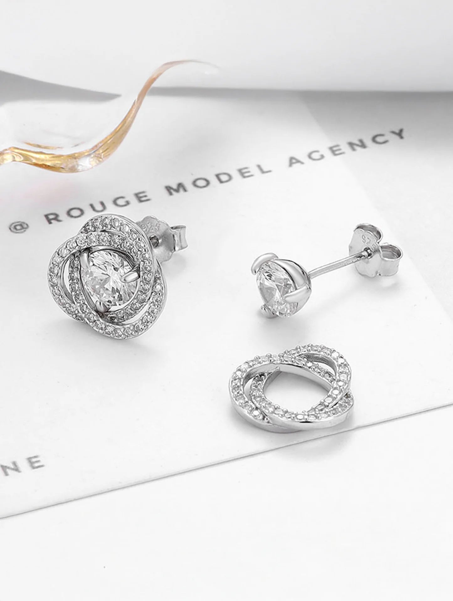 92.5 Sterling Silver 2 in 1 halo stud earrings