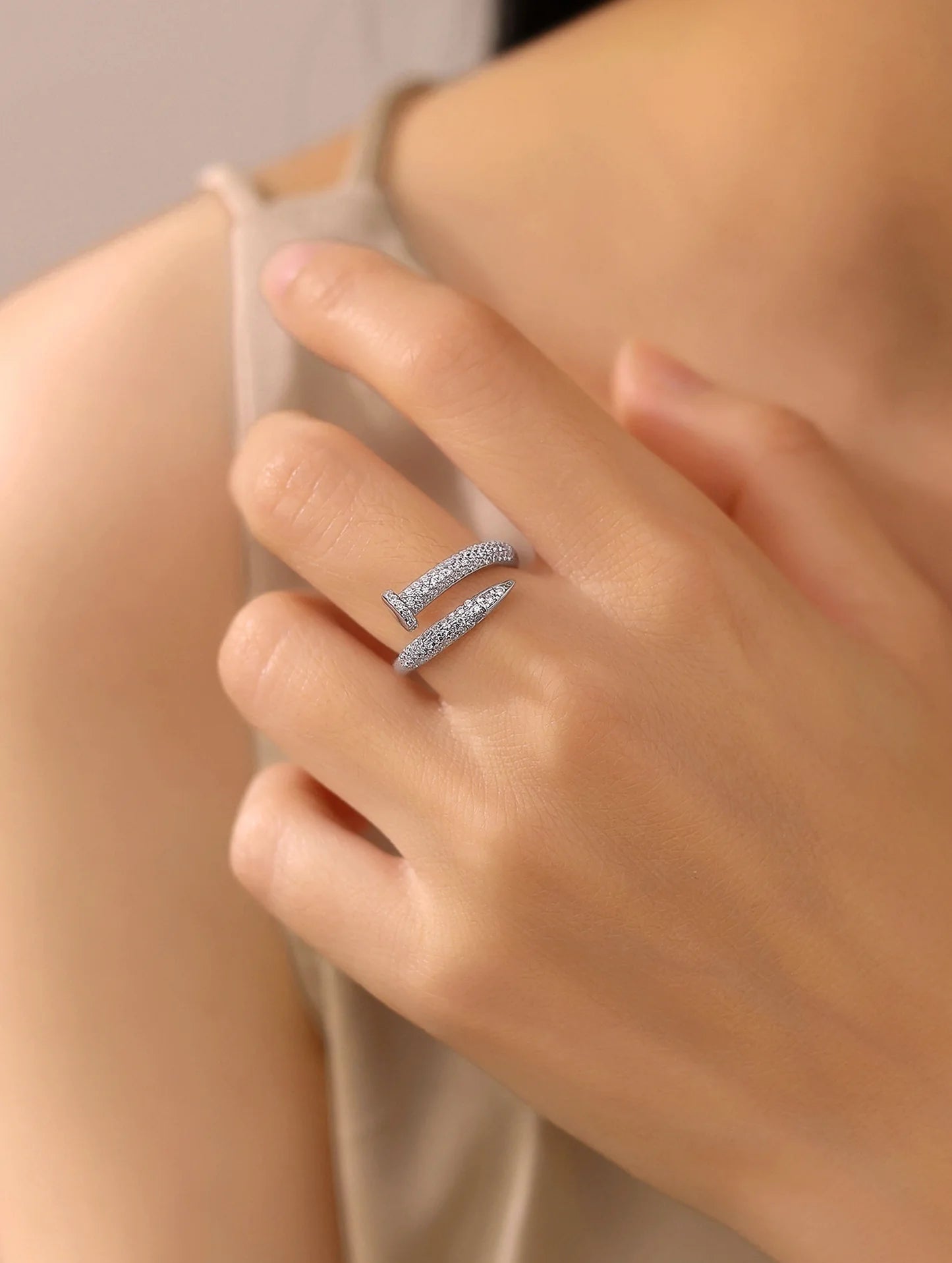 92.5 Sterling Silver Nail Wrap Ring in Silver