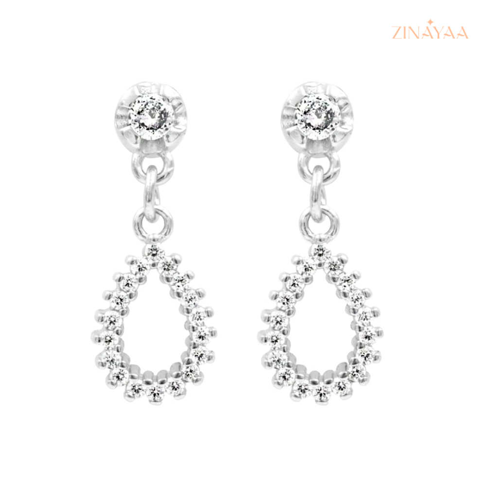 925 Sterling Silver Crystal Teardrop Dangle Earrings