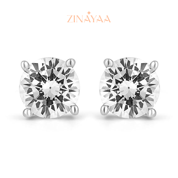 92.5 Sterling Silver Classic Solitaire Stud Earrings