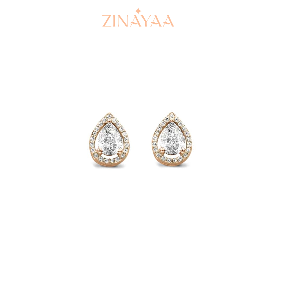 92.5 Sterling Silver Tear Drop Pendant Set in Rose Gold