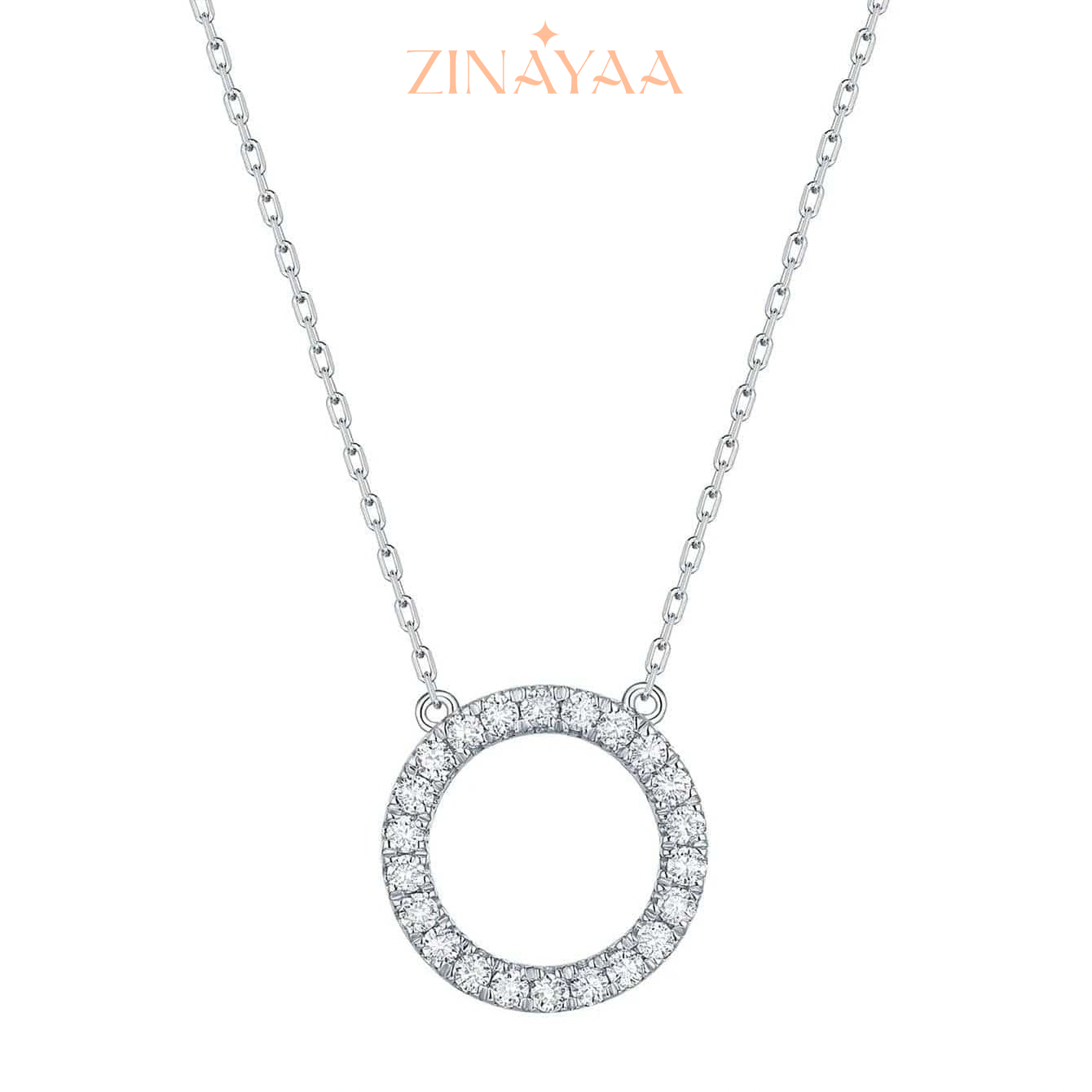 92.5 Sterling Silver Studded Circle of Life Pendant Necklace