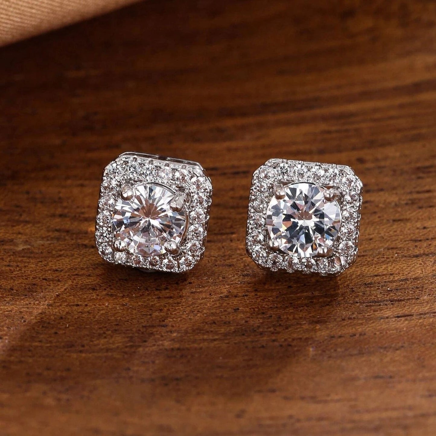 925 Sterling Silver Square Earrings Studs