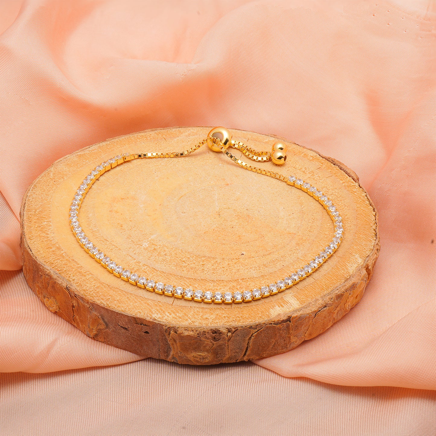 92.5 Sterling Silver Sleek Tennis Bracelet in Gold