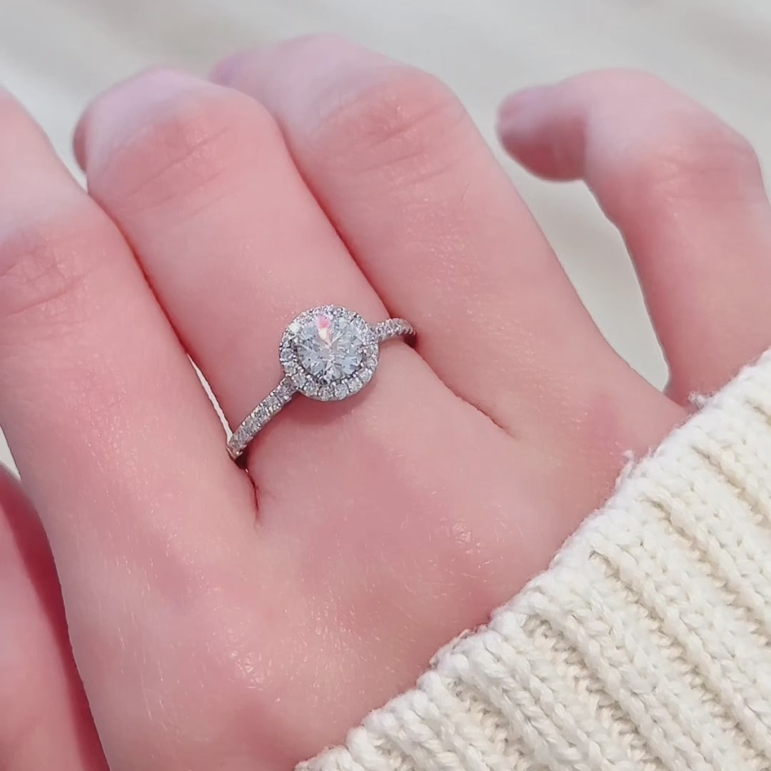 92.5 Sterling Silver Adjustable Round Halo Solitaire Ring