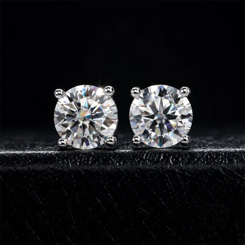 92.5 Sterling Silver Classic Solitaire Stud Earrings
