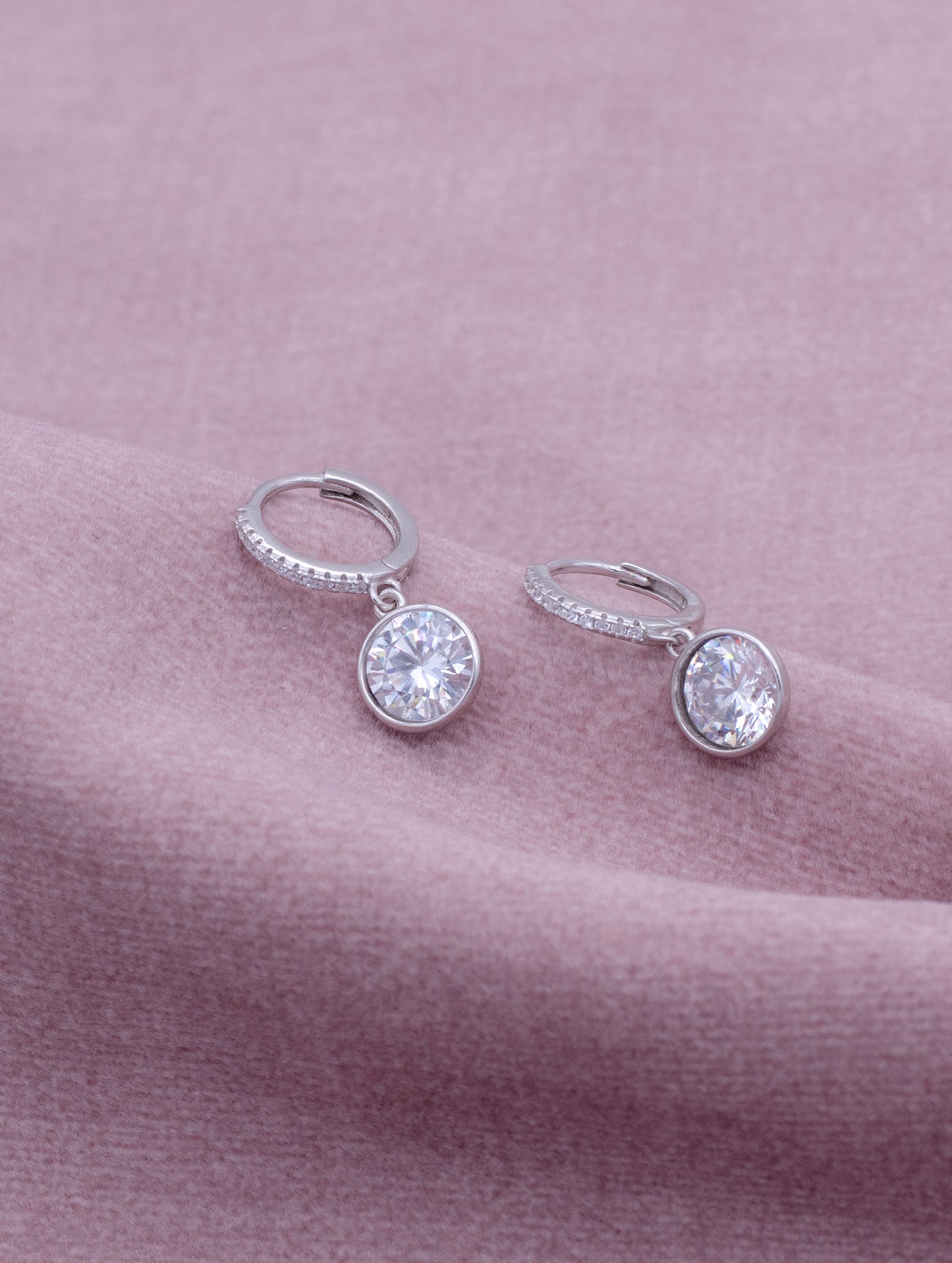 92.5 Sterling Silver Dewdrop Solitaire Bali Earrings
