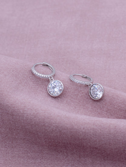 92.5 Sterling Silver Dewdrop Solitaire Bali Earrings