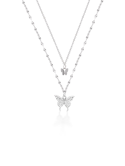 92.5 Sterling Silver Layered Titli Necklace