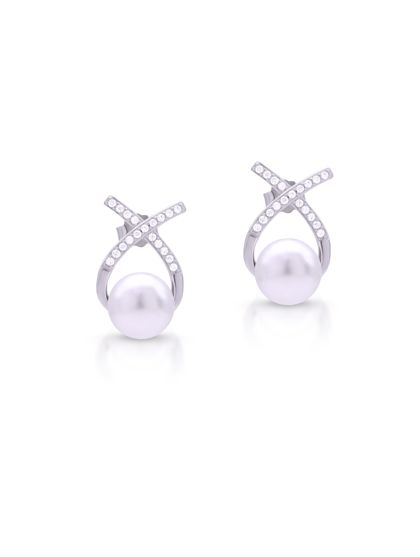 92.5 Sterling Silver Studded Pearl Earrings