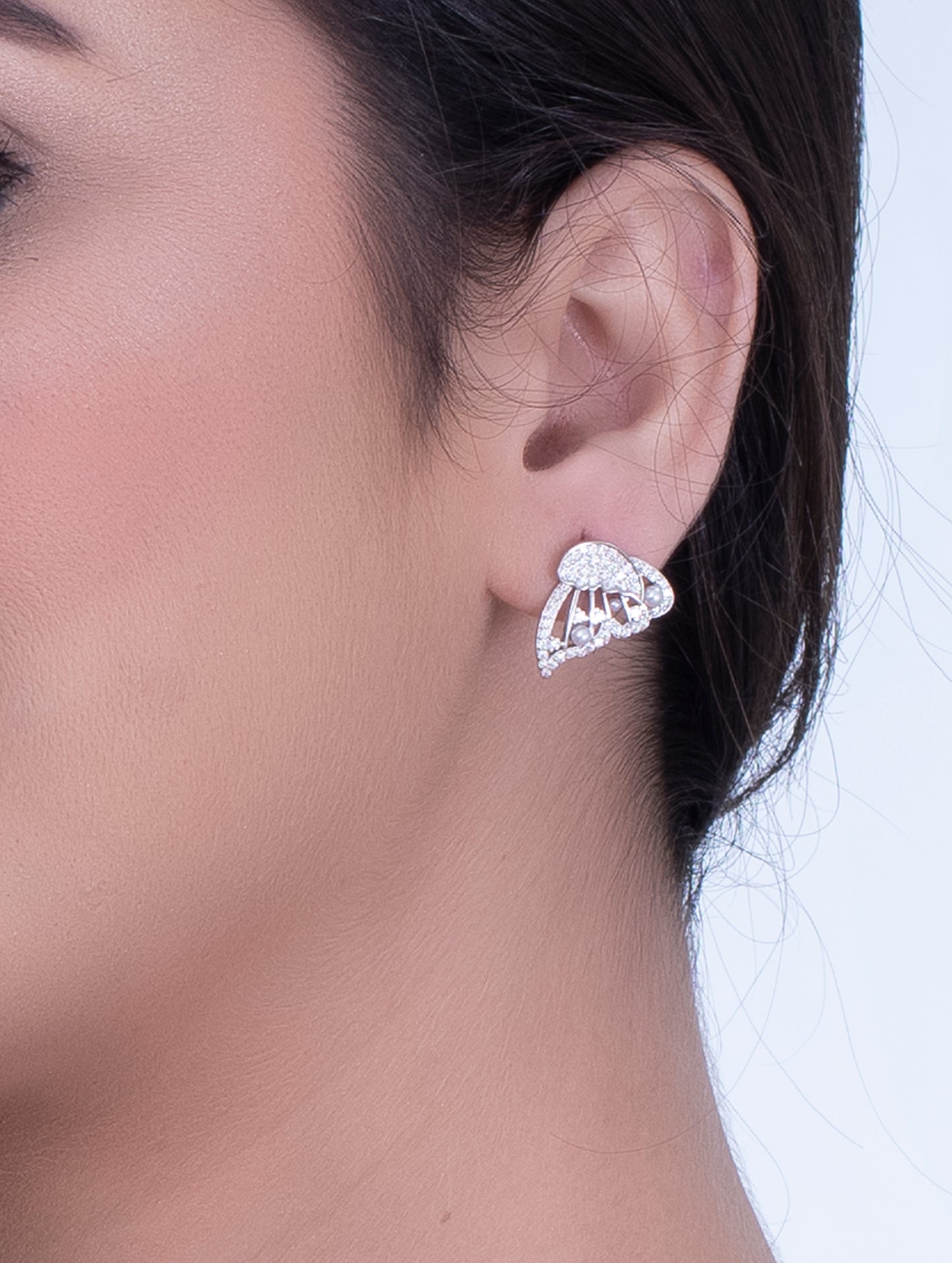 92.5 Sterling Silver 2 in 1 Silver Butterfly Earrings