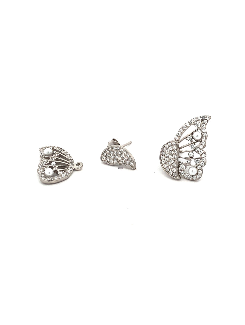 2 in 1 Silver Butterfly Earrings