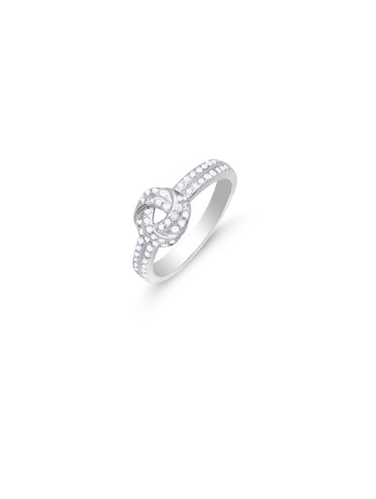 92.5 Sterling Silver Studded Knot Ring