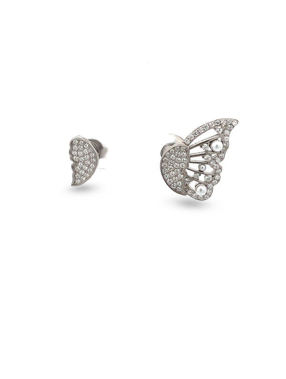 92.5 Sterling Silver 2 in 1 Silver Butterfly Earrings