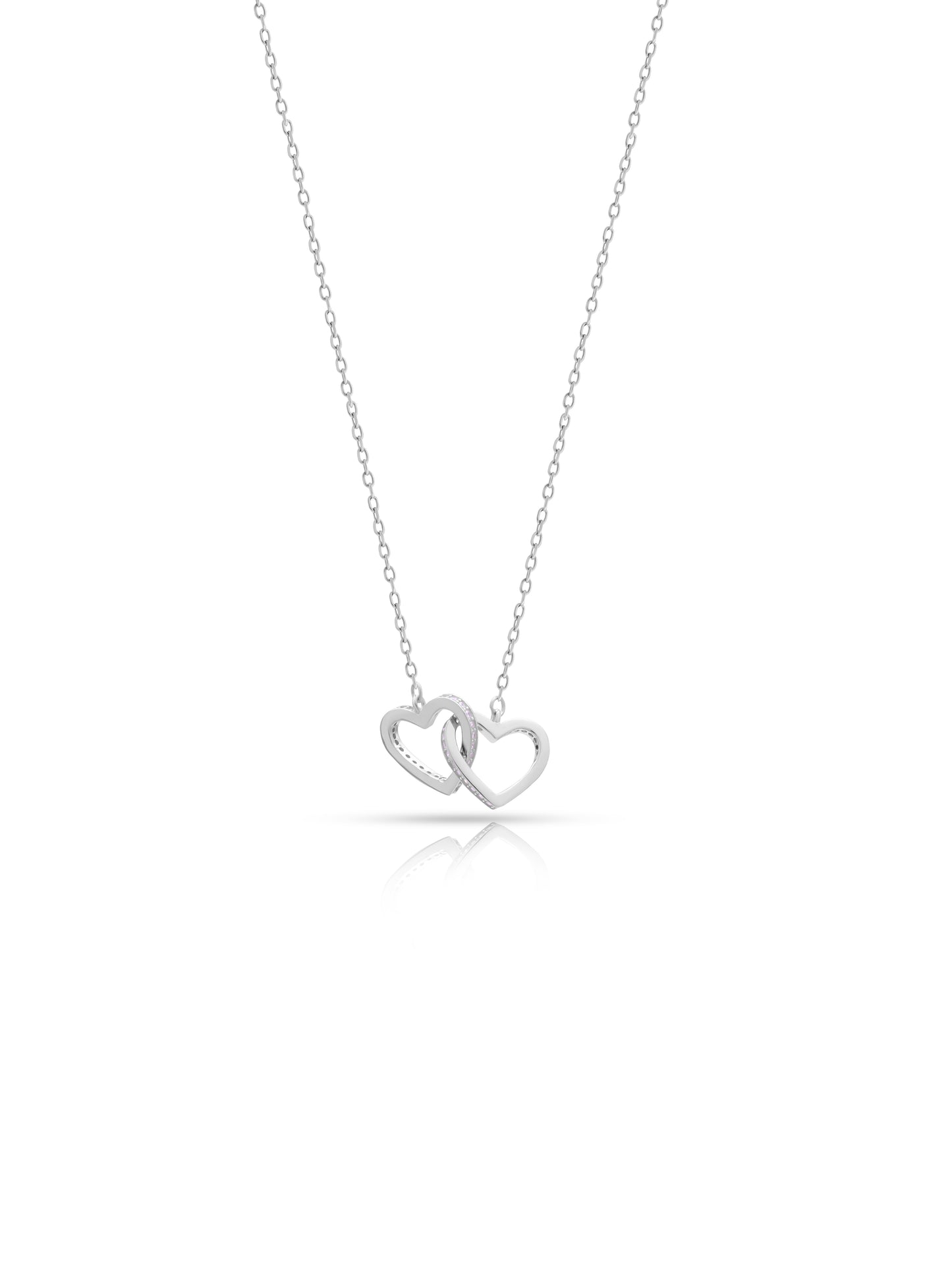92.5 Sterling Silver Interlock Heart Pendant Necklace