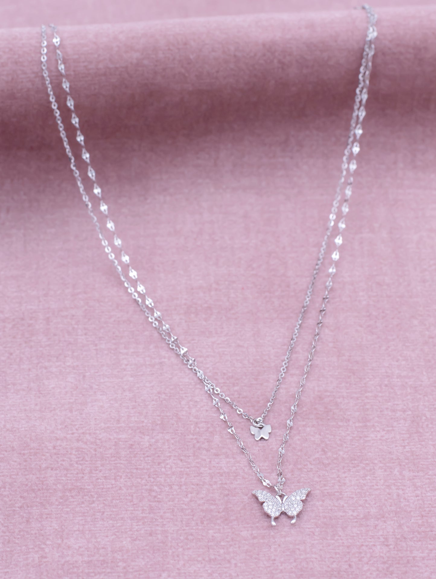 92.5 Sterling Silver Layered Titli Necklace