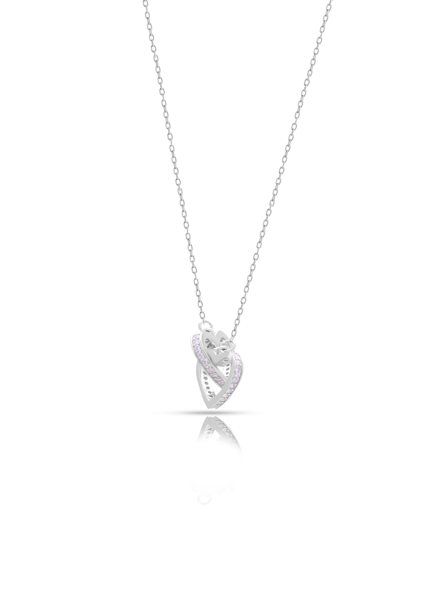92.5 Sterling Silver Interlock Heart Pendant Necklace