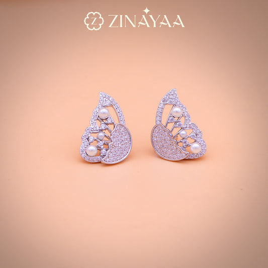 92.5 Sterling Silver 2 in 1 Silver Butterfly Earrings