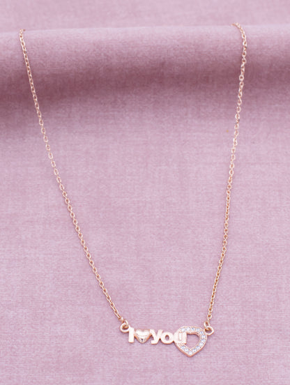 92.5 Sterling Silver Te Amo Necklace in Rose Gold