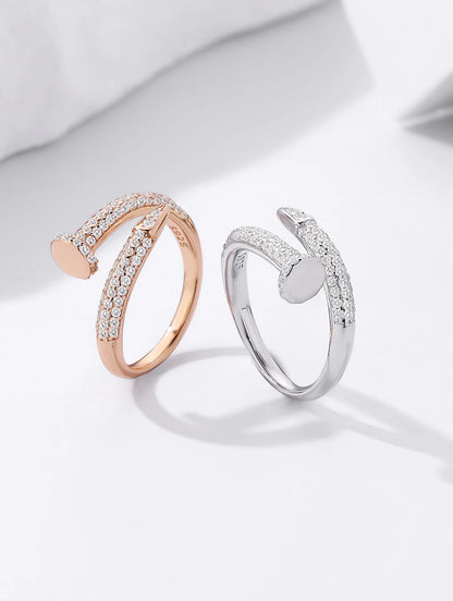 92.5 Sterling Silver Nail Wrap Ring in Rose Gold