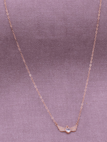 92.5 Sterling Silver Heart Fly High Pendant Necklace
