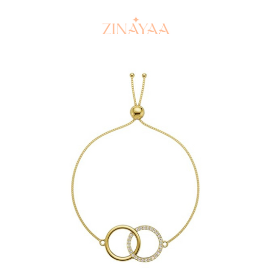 92.5 Sterling Silver Elegant Link Circle Gold Bracelet