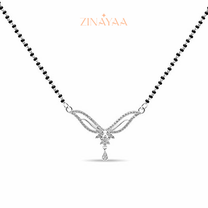 92.5 Sterling Silver Mangalsutra Sparkling Floral Pendant Design