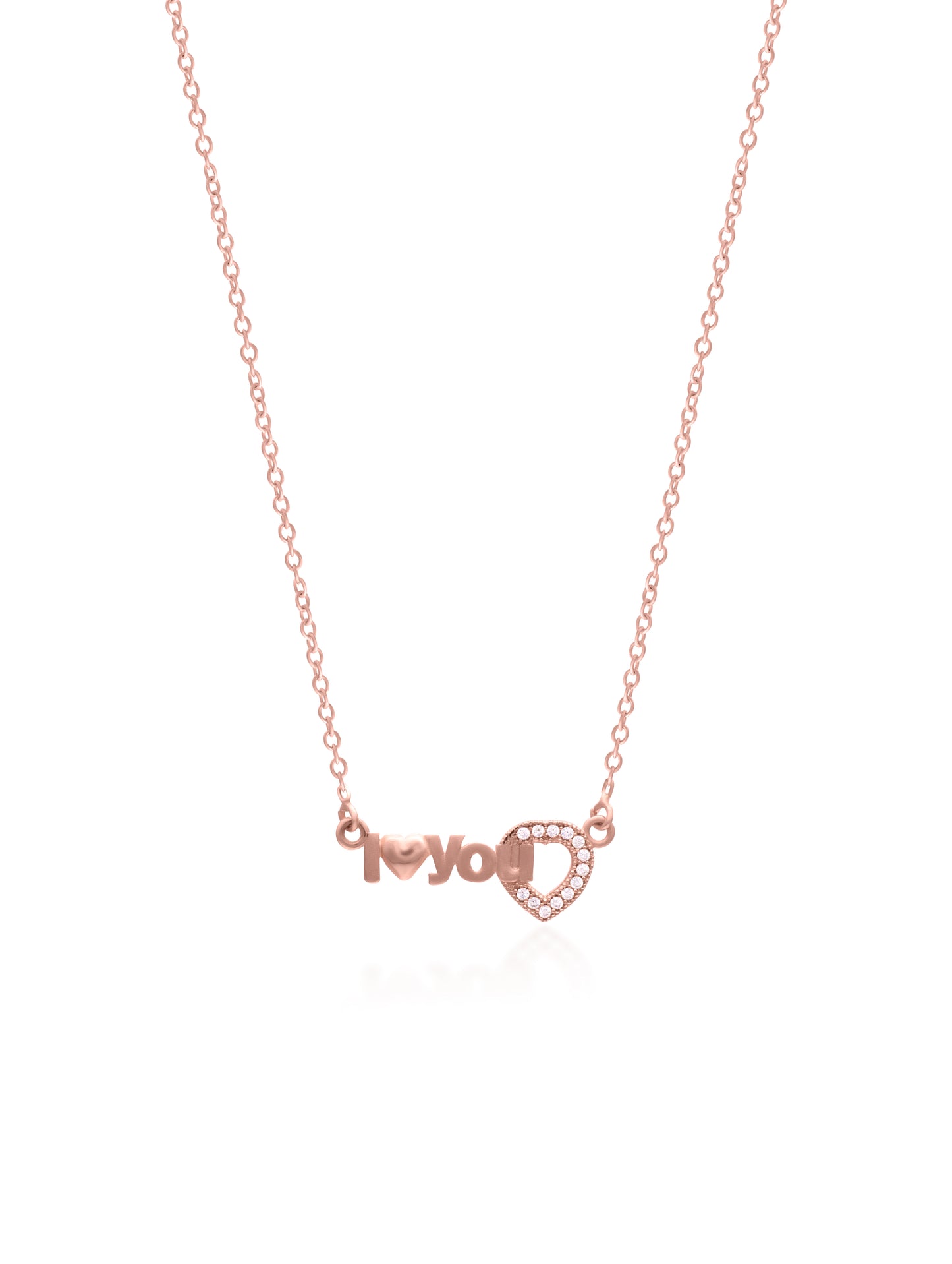 92.5 Sterling Silver Te Amo Necklace in Rose Gold