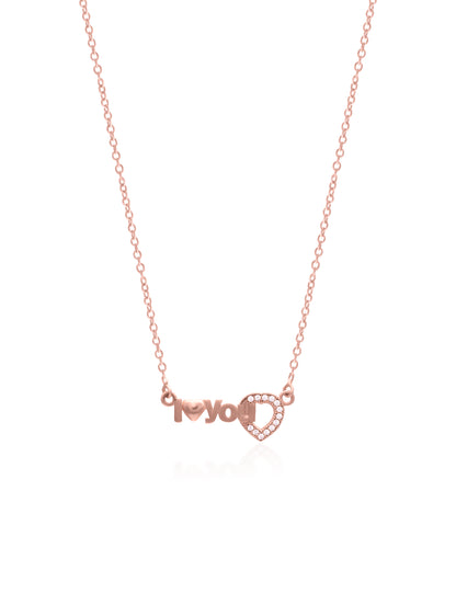 92.5 Sterling Silver Te Amo Necklace in Rose Gold