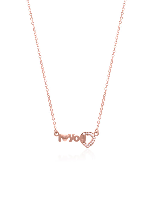 92.5 Sterling Silver Te Amo Necklace in Rose Gold