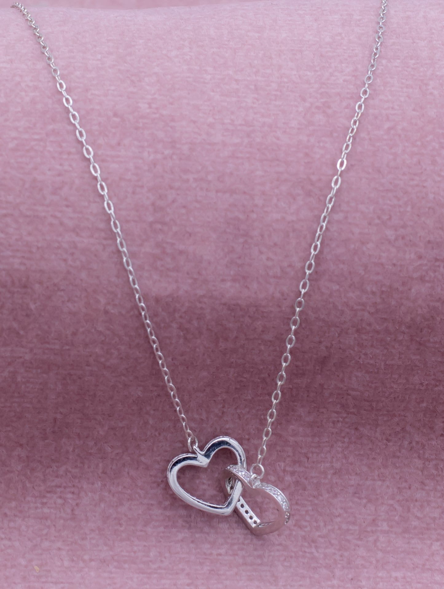 92.5 Sterling Silver Interlock Heart Pendant Necklace