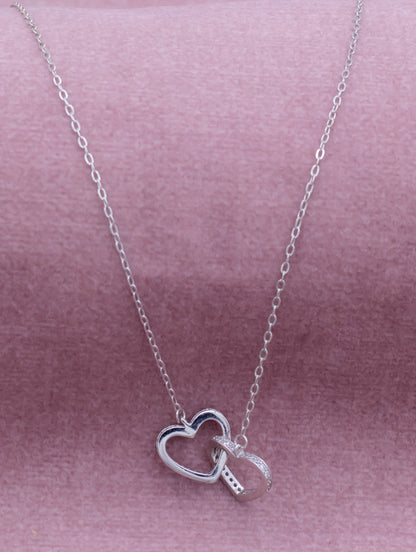 92.5 Sterling Silver Interlock Heart Pendant Necklace