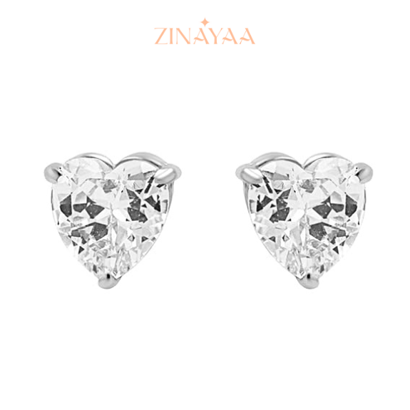 92. 5 Sterling Silver Heart-Cut Stud Earrings