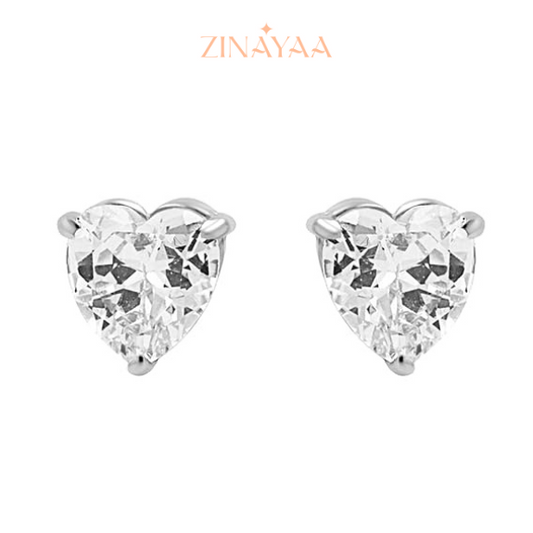 92. 5 Sterling Silver Heart-Cut Stud Earrings