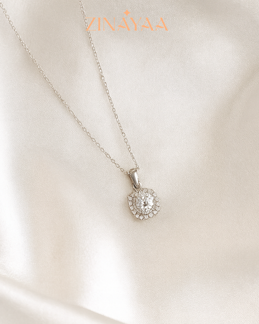 92.5 Sterling Silver Cushion Solitaire Pendant Necklace