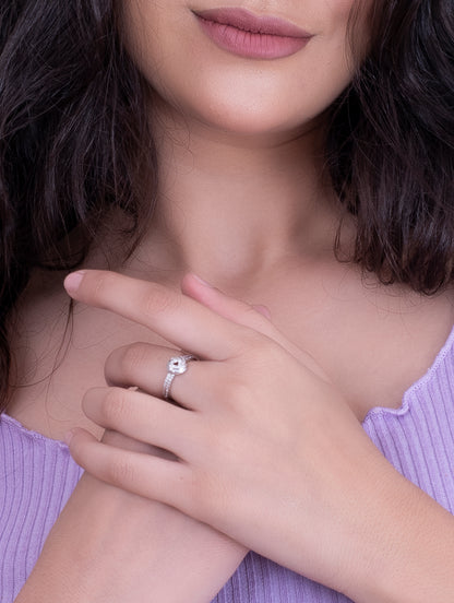 92.5 Sterling Silver Studded Knot Ring