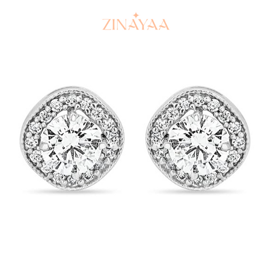92.5 Sterling Silver Cushion Halo Stud Earrings