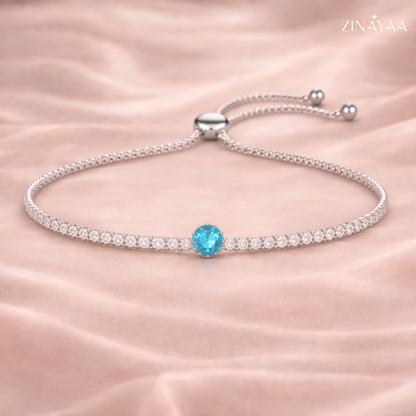 92.5 Sterling Silver Azure Glow Adjustable Women’s Adjustable Bracelet